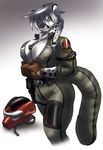  breasts feline female gideon huge_breasts snow_leopard solo suit 