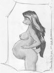  belly belly_grab breasts female lagomorph nude pregnant profile rabbit roslin solo tansil 