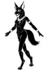  anubian_jackal black_and_white body_ornaments breasts canine egyptian female jackal monochrome nude opal_weasel piercing pussy solo 