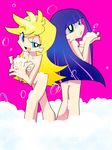  bubble bubbles covering nabeshiki_(ingenmame) nude nude_cover panty_&amp;_stocking_with_garterbelt panty_(character) panty_(psg) stocking_(character) stocking_(psg) 