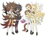  3boys bad_id bad_pixiv_id belzebu blonde_hair blue_eyes brown_hair cosplay crossdressing dark_skin demon demon_boy demon_wings desuta glasses green_eyes guel inazuma_eleven inazuma_eleven_(series) kneesocks_(psg) kneesocks_(psg)_(cosplay) long_hair multiple_boys otoko_no_ko panty_&amp;_stocking_with_garterbelt panty_(psg) panty_(psg)_(cosplay) pantyhose scanty_(psg) scanty_(psg)_(cosplay) sein short_hair stocking_(psg) stocking_(psg)_(cosplay) striped striped_legwear sunglasses thighhighs tsumi_guilty very_long_hair wings 