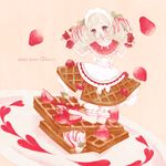  blush dress food food_as_clothes fruit heart kneeling md5_mismatch original shindog solo strawberry syrup waffle 