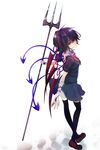  asymmetrical_wings bad_id bad_pixiv_id black_hair black_legwear colorized highres houjuu_nue kagu_(a_hazy_moon) polearm red_eyes short_hair solo thighhighs touhou trident weapon wings yukama_(blackwaltz) zettai_ryouiki 