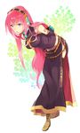  arms_behind_back bad_id bad_pixiv_id bare_shoulders blue_eyes boots headphones hyakuhachi_(over3) leaning_forward long_hair megurine_luka pink_hair side_slit solo thighhighs vocaloid 