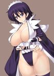  breasts center_opening cleavage curvy duplicate huge_breasts iroha nagase_haruhito purple_eyes smile 