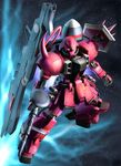  clenched_hand energy_gun explosive grenade gun gundam gundam_seed gundam_seed_destiny mecha no_humans raybar shield solo space spikes weapon zaku zaku_warrior_lunamaria_custom 