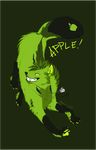  apple canine dog_tags fangs feral fuckie green grin looking_at_viewer male mane piercing solo wolf 