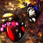  galaxia gordo halberd_(ship) kirby meta_knight nintendo unknown_artist wheelie 