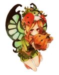  blonde_hair braid fairy long_hair mandragora mercedes odin_sphere on_head pointy_ears puff_and_slash_sleeves puffy_sleeves red_eyes shigetake_(buroira) slippers solo twin_braids wings 