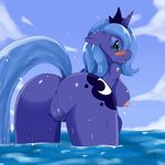  2011 anthro anus blush breasts butt equine female friendship_is_magic looking_at_viewer my_little_pony nipples princess_luna_(mlp) pussy solo sssonic2 unicorn water 