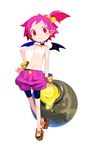  absurdres bandeau bare_shoulders bat_wings bike_shorts bike_shorts_under_shorts black_wings blush_stickers bracelet choker closed_mouth demon_girl disgaea earrings feet flat_chest freckles full_body hair_bobbles hair_ornament hanako_(disgaea) hand_on_hip harada_takehito highres jewelry light_smile looking_at_viewer makai_senki_disgaea_2 mini_wings navel official_art pink_hair pink_shorts platform_footwear pointy_ears pot puffy_shorts red_eyes sandals short_eyebrows short_hair short_ponytail shorts side_ponytail simple_background smile smiley_face solo standing strapless stud_earrings white_background wings 