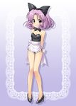  apron bare_legs bow bowtie leotard masakichi_(crossroad) playboy_bunny_leotard purple_eyes purple_hair ribbon shirayuki_(sister_princess) short_hair sister_princess solo wrist_cuffs 