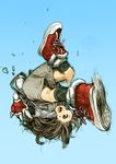  brown_eyes brown_hair child copyright_request kicking long_hair mama_(mama_hiro) shoes shorts sneakers solo 