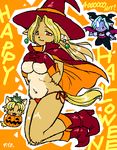  al aria breasts canine chibi costume dog female halloween jack-o-lantern oekaki pumpkin ryou skimpy vampire witch 