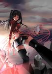  bad_id bad_pixiv_id black_hair e_jian fate/stay_night fate_(series) foreshortening glyph hair_ribbon highres long_hair magic_circle panties red_eyes ribbon skirt solo thighhighs toosaka_rin torn_clothes two_side_up underwear 