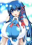  1girl artist_request blue_eyes blue_hair breasts huge_breasts long_hair os os-tan solo syroh xp xp-tan 