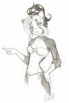  bikini brin canine deadrabbit female looking_at_viewer pencils pointing ponytail skimpy solo standing 