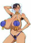  armpit_hair blush breasts busty capcom chun-li dark_skin female gigantic_breasts gradient gradient_background hairy_armpits huge_nipples lactation large_nipples mimasaka_direct mimasaka_hideaki muscle nipples pubic_hair puffy_nipples pussy solo street_fighter sweat tan wet 