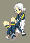  ahoge blue_eyes fubuki_shirou inazuma_eleven inazuma_eleven_(series) jacket male_focus mami_(apsaras) smile soccer_uniform socks solo sportswear white_hair 