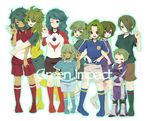  bjorn_kyle green_hair inazuma_eleven inazuma_eleven_(series) kame_leon midorikawa_ryuuji nemuro_miyuki nero_(inazuma_eleven) nitou_honoka sakiyama_syuji soccer_uniform 