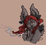  bust female horns piercing smokeforears smoking solo 