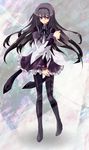  akemi_homura black_hair hairband highres long_hair mahou_shoujo_madoka_magica natsume_(iravati-4u) pantyhose purple_eyes solo 