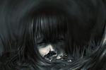  abstract black_hair broiler dark guro long_hair looking_at_viewer melting monochrome surreal 