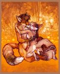  background_pattern canine couple embrace erection eyes_closed female foreplay fox glans holding hug iiji intimate kissing love male oil_painting painting paws penis pussy raised_tail romantic size_difference straight tail 
