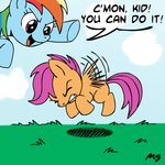  cub duo equine eyes_closed female feral friendship_is_magic fur hair mammal megasweet multi-colored_hair my_little_pony open_mouth orange_fur pegasus purple_eyes purple_hair rainbow_dash_(mlp) rainbow_hair scootaloo_(mlp) wings young 