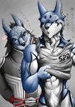  anthro bottomless canine clothed clothing doggy_kruger gay half-dressed japanese_text karabiner male mammal penis power_rangers power_rangers_spd scalie sheath text translation_request 