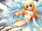  angel barefoot blonde_hair breasts mugenkidou tomose_shunsaku topless wings 