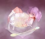  choker cup face in_container in_cup kaname_madoka kyabetsu kyubey looking_up magical_girl mahou_shoujo_madoka_magica minigirl pink_eyes pink_hair puffy_sleeves red_choker saucer shoe_ribbon shoes short_hair short_twintails spoon staring teacup twintails wet 