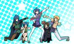  ashton_anchors blonde_hair blue_hair brown_hair claude_kenni dias_flac dragon hare_hare_yukai labcoat leon_geeste male_focus multiple_boys parody rena_lanford star_ocean star_ocean_the_second_story suzumiya_haruhi_no_yuuutsu 