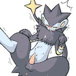  anus black blue blush cum cumshot eyes_closed luxray male mikazuki_karasu orgasm penis pok&eacute;mon solo sweat tail 