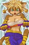  bells blush breasts cat danae feline female legend_of_mana polearm ryou solo staff weapon wings 