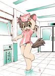  canine cat cute feline female hat momiji_yu-ga nurse panties solo underwear uniform 