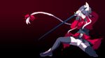  archerko bad_id bad_pixiv_id braid fate/stay_night fate_(series) hair_ribbon highres panties red_eyes ribbon solo sword thighhighs underwear weapon white_hair yanagi_yuu 