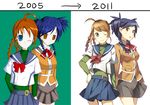  2011 2girls ahoge arika_yumemiya artist_progress before_and_after blue_eyes braid directional_arrow multiple_girls my-otome nina_wang one_eye_closed orange_hair skirt smile twin_braids weee_(raemz) yellow_eyes 