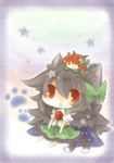  :3 absurdres animal_ears black_hair blurry blush bow braid cat_ears cat_tail chibi green_bow hair_bow head_rest highres kaenbyou_rin long_hair multiple_girls multiple_tails open_mouth red_eyes red_hair reiuji_utsuho short_hair smile tail third_eye touhou twin_braids twintails wings yasiro 