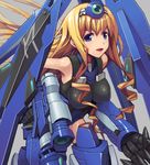  blonde_hair blue_eyes blue_tears_(infinite_stratos) bodysuit breasts cecilia_alcott curly_hair face goe gun hair_ornament infinite_stratos leotard long_hair mecha mecha_musume medium_breasts pilot_suit scope skin_tight solo weapon 