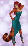  breasts dress female gown hair heels humanoid lips mongoose nephilia red_hair ring-tailed ringtail seraph shoes solo 