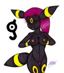  breasts eeveelution female ivanks nintendo nude plain_background pok&#233;mon pok&#233;morph pok&eacute;mon pok&eacute;morph pubes pubic_tuft red_eyes solo tail umbreon unown video_games white_background 