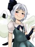  blue_eyes face food food_on_face headband katana konpaku_youmu konpaku_youmu_(ghost) onigiri ribbon rice rice_on_face scabbard sheath silver_hair sketch smirk sneer solo sword tassel touhou troll_face urato_kiricchi vest weapon 