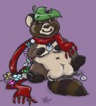  aerynoustinne balls coinpurse keychains leaf male plushie_purse raccoon_dog scarf solo stud tanuki 