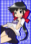  1girl azumaya_koyuki blue_eyes bow female hibiki keroro_gunsou lowres plaid school_uniform skirt solo 