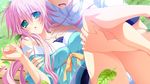 ama_ane game_cg green_eyes kumatora_tatsumi leaves panties pink_hair underwear yashima_yuzuki 