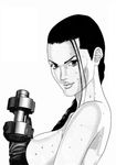 1girl black_hair braid breasts gantz gun large_breasts looking_at_viewer sakuraoka_sei weapon 