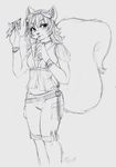  drink female goggles greyscale monochrome murasaki pencils risu-chan rodent shorts sketch solo squirrel 