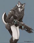  armor bottomless canine dog female fuzzhusky gears_of_war heterochromia husky pira solo unconvincing_armour weapon 