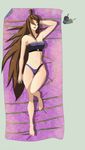  arm_up bikini e-nat female long_hair lying naruto relaxed solo strapless strapless_bikini strapless_swimsuit swimsuit terumi_mei very_long_hair 